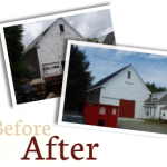 Before and after pictures of a restored Post and Beam Barn