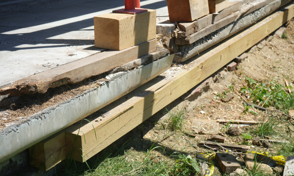 Colonial Restorations evaluating structural problems in an old New England home with exposed timber framing.