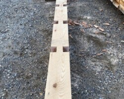 A piece of wood that is laying on the ground.